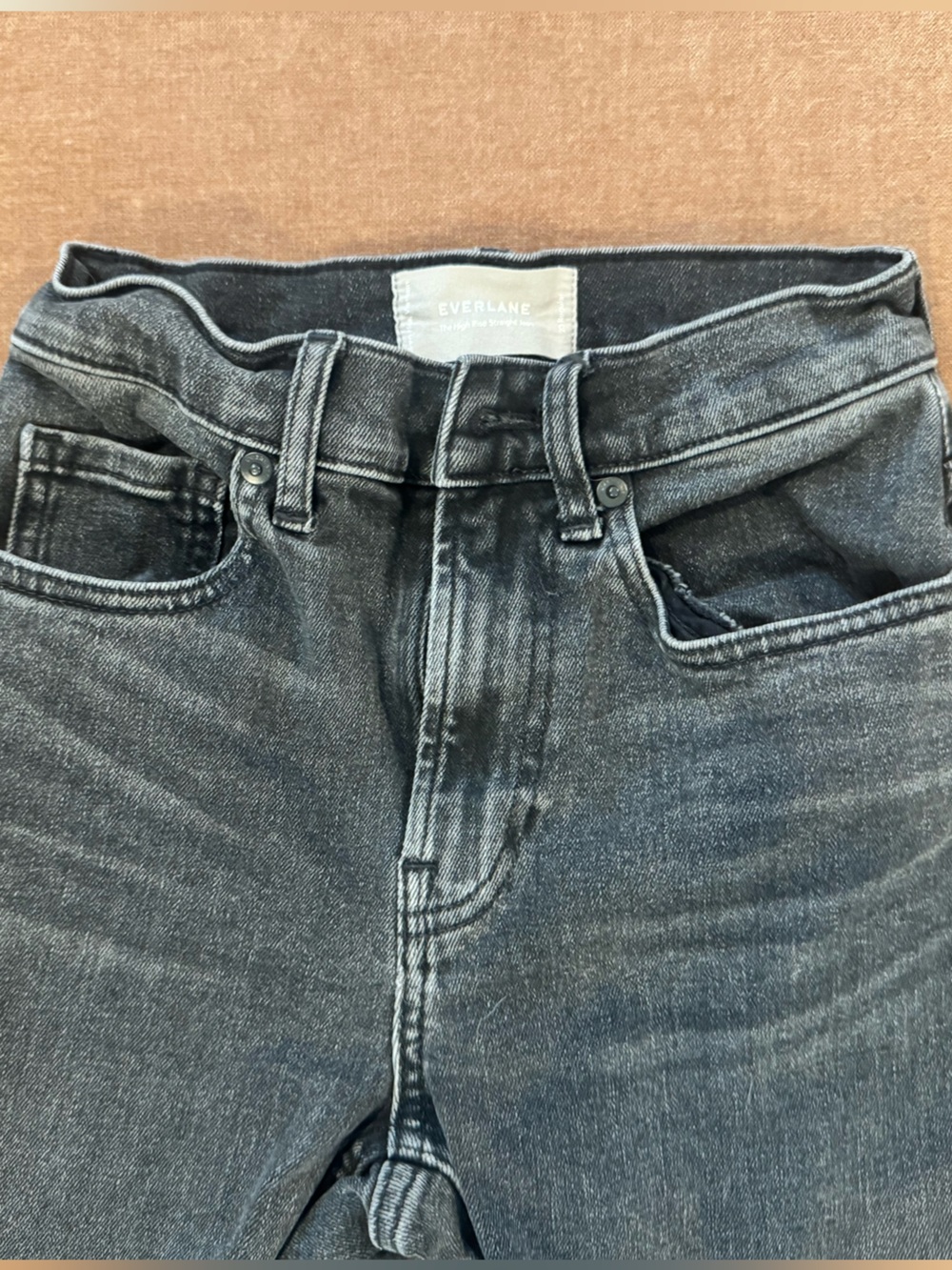 Everlane High Rise Straight Jeans - washed black